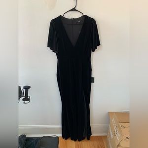 Velvet Flutter Sleeve Gown